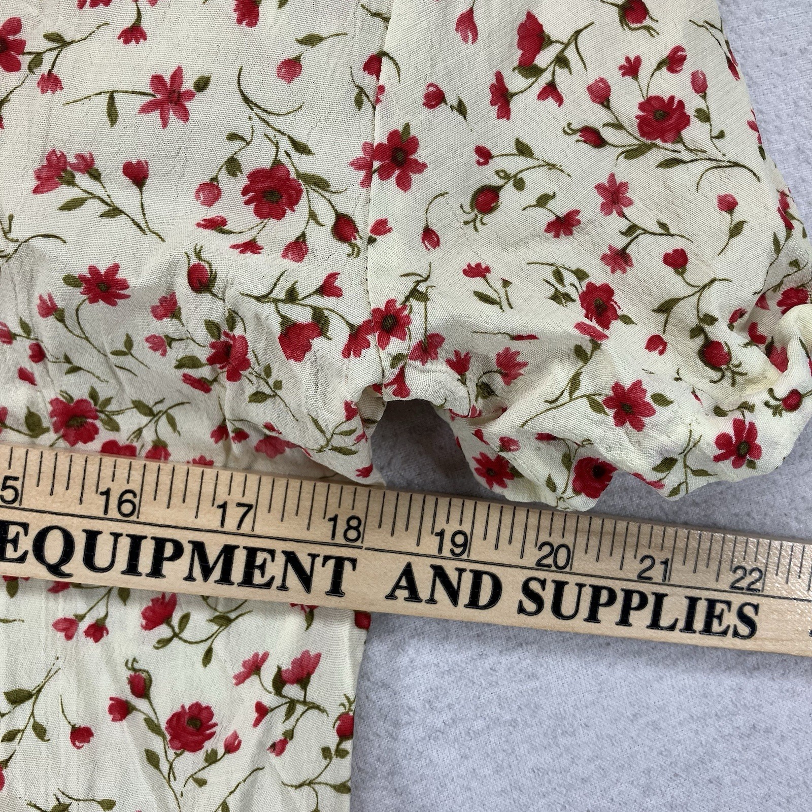 Vintages 90s Cream Floral Cottagecore Midi Dress Button Front Sz 14 All Rayon