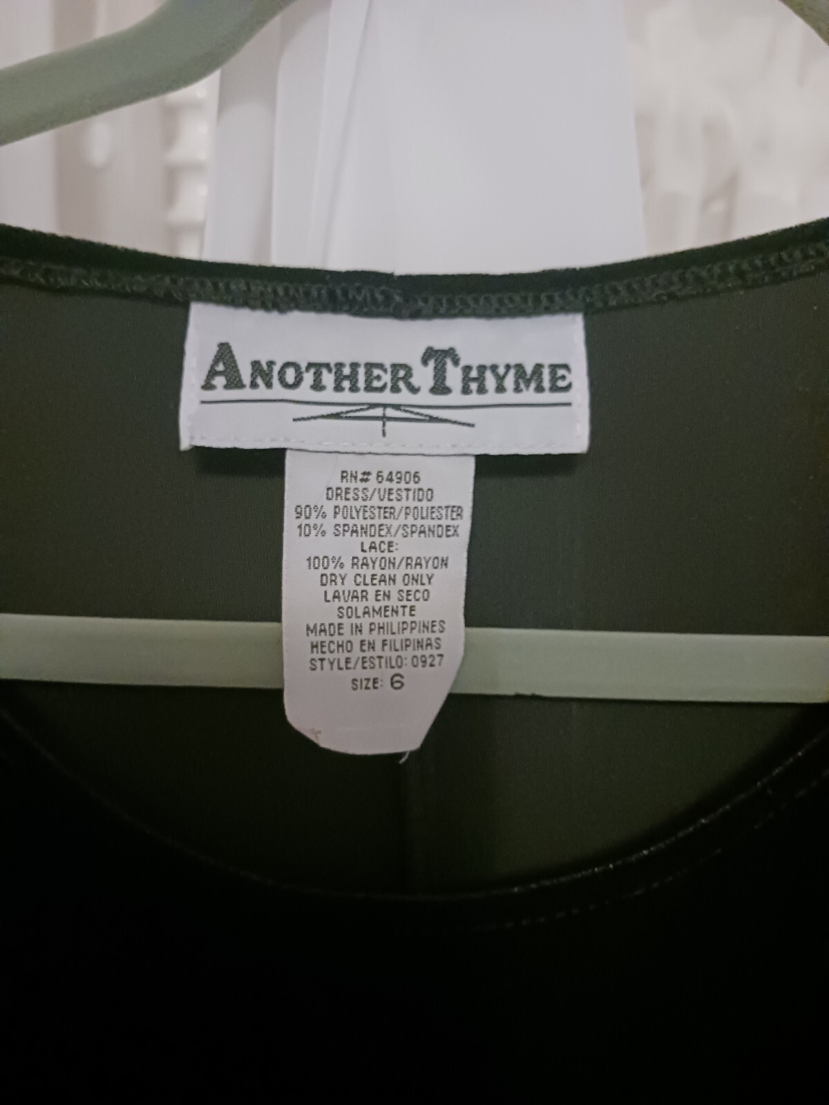 Vtg 90s Another Thyme Black Empire Waist Flutter Sleeve Velvet Dress Medium 6 8
