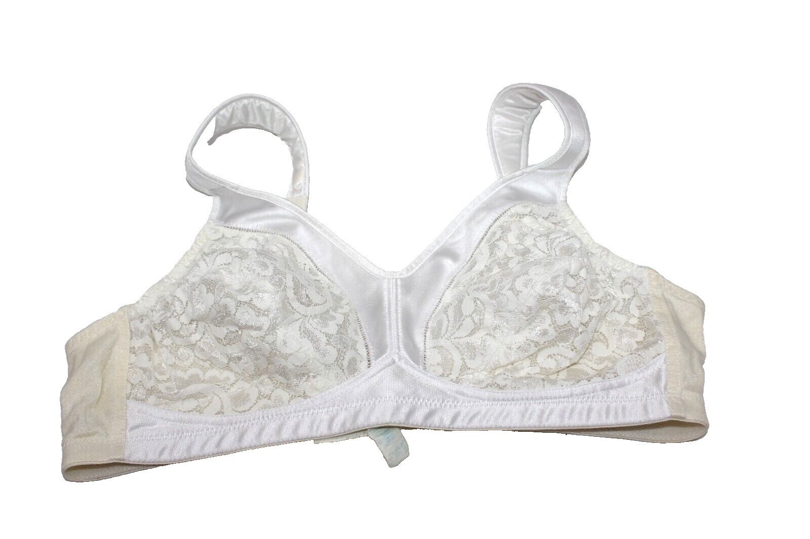 Vintage Playtex 18 Hour Bra Size 38 White Comfort Wire Free 077M1 Wireless Ivory