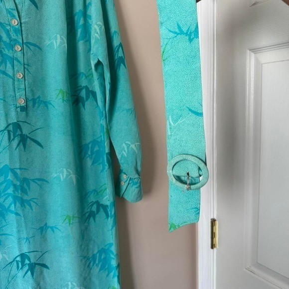 Vintage 70 / 80s bright blue 100% silk dress AS IS mod shift belt