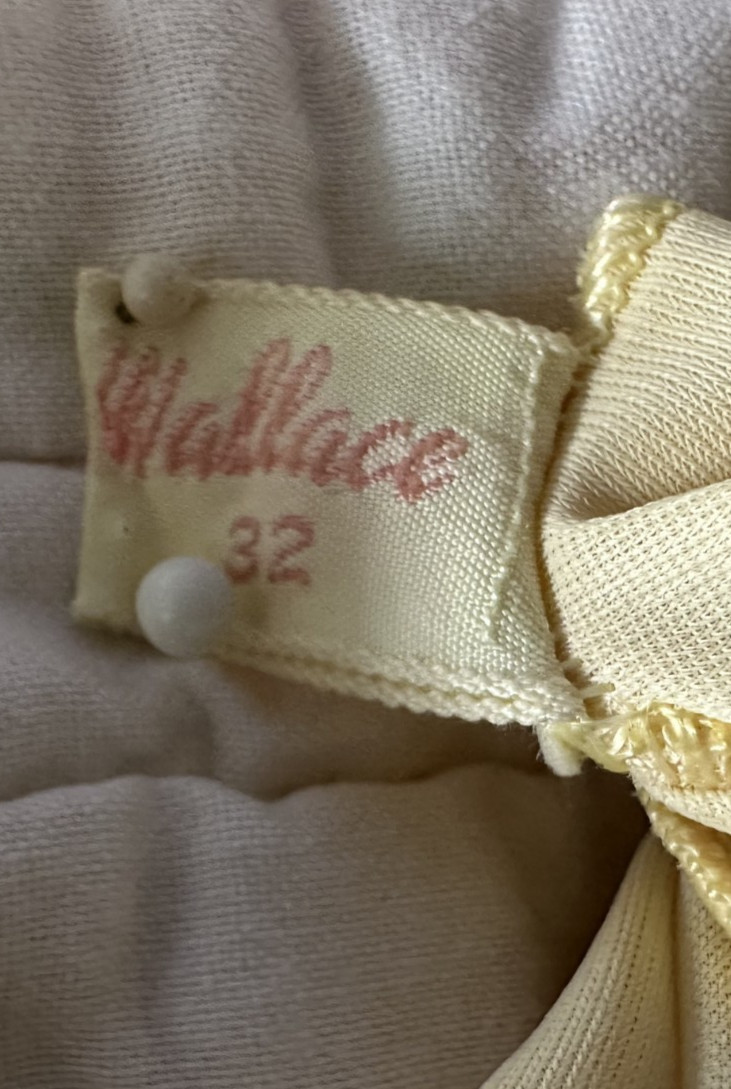 Vintage Virginia Wallace Yellow « Cupcake » Chiffon Dress