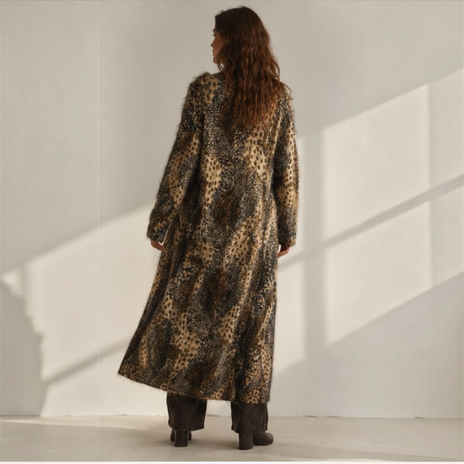 Edel Artsy Animal Print Long Statement Duster Cardigan Vintage Eclectic Boho OS