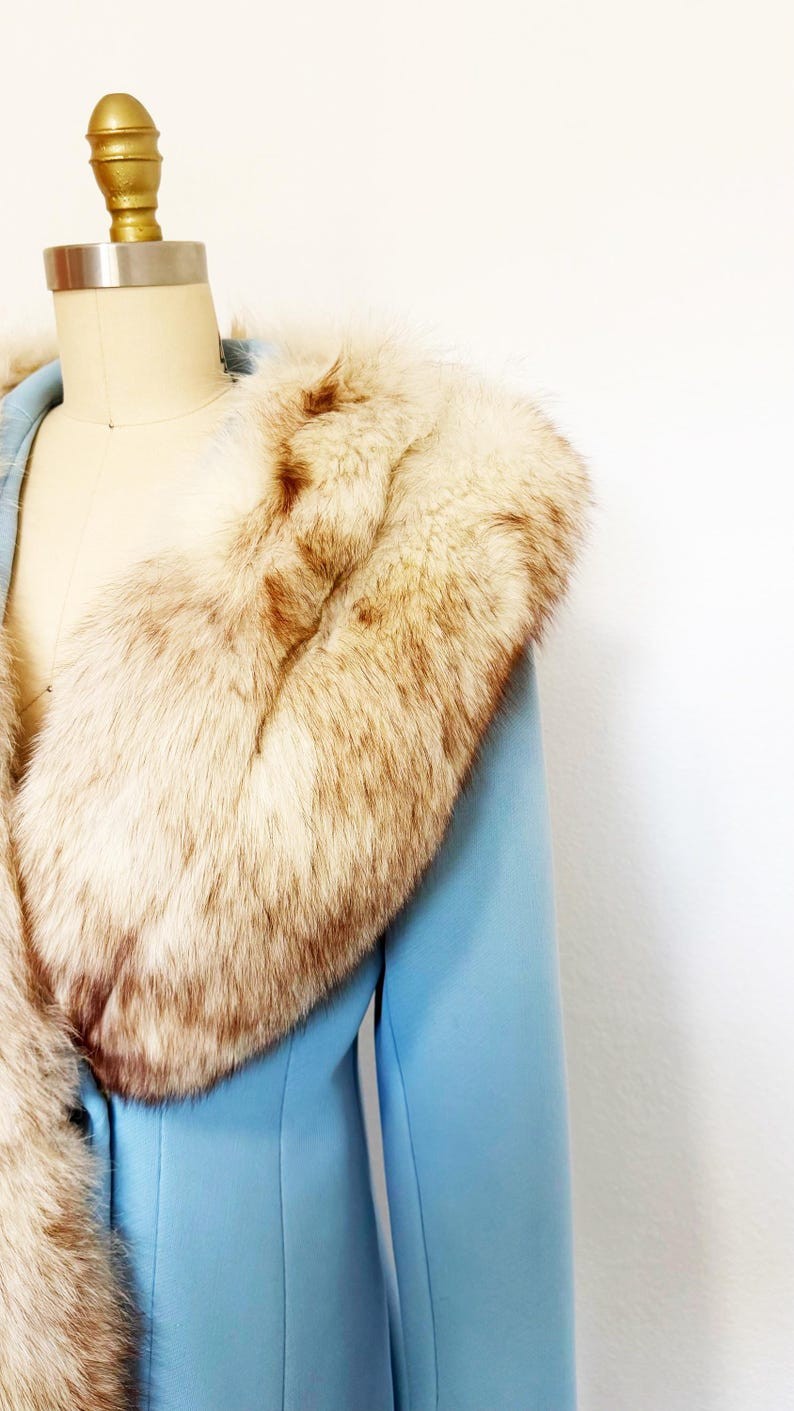 1960s Lilli Ann Coat / Princess Coat / Fox Trimmed Coat / Size Medium