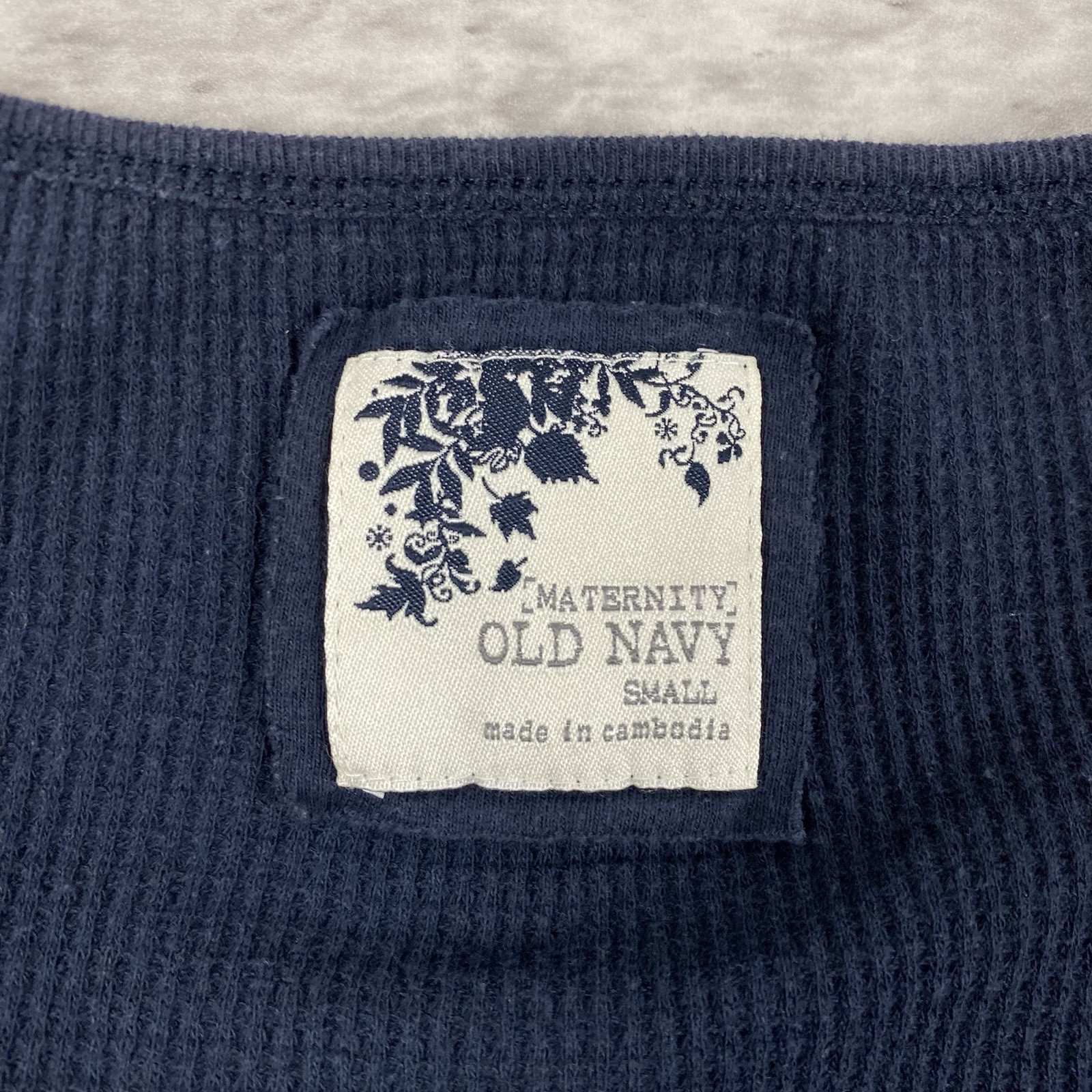 vintage y2k OLD NAVY MATERNITY thermal babydoll long sleeve top blouse S blue