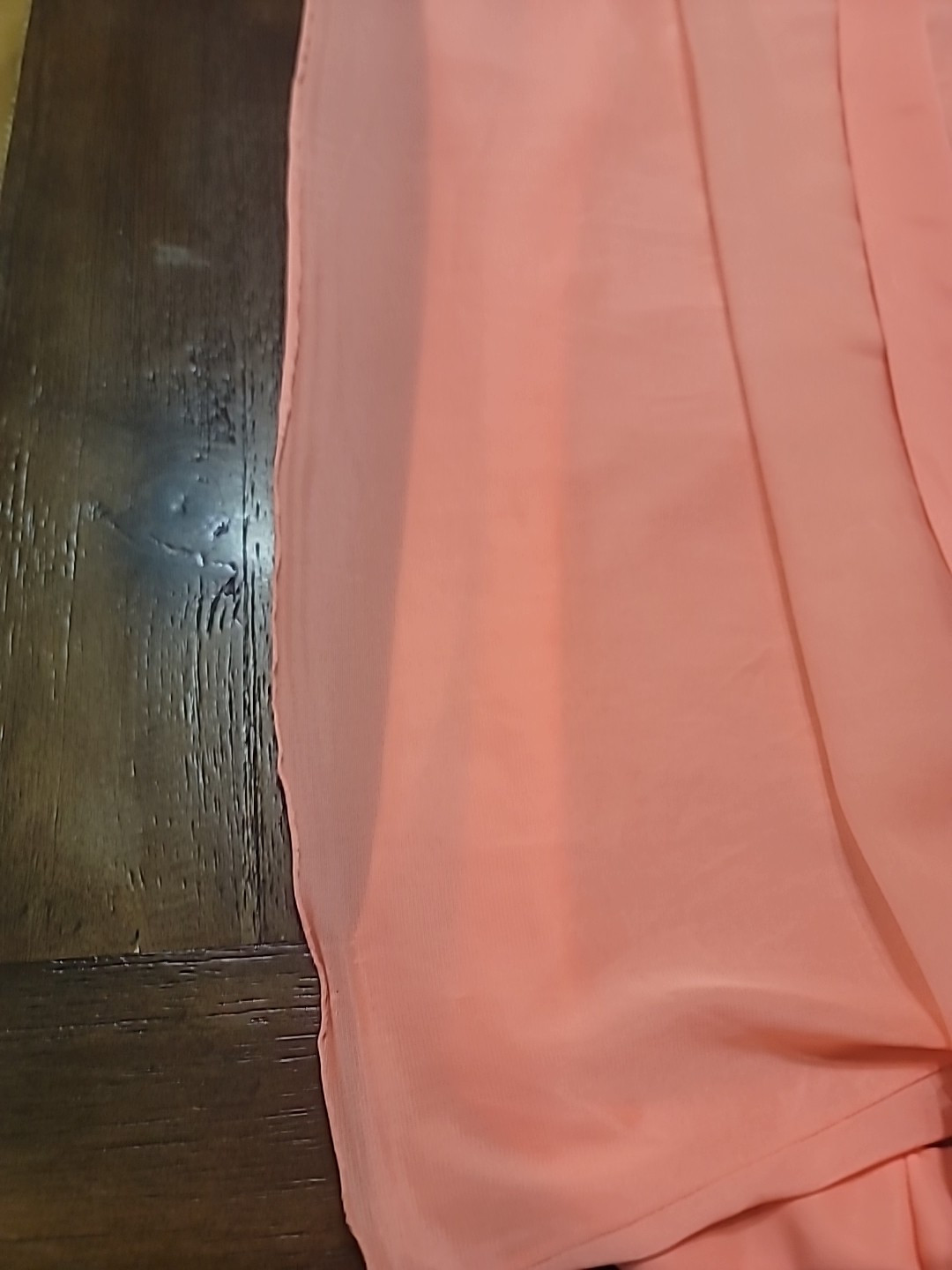 Vintage 60s Double Layer Sheer Chiffon Babydoll Nightgown Coral Size M L ? FLAW