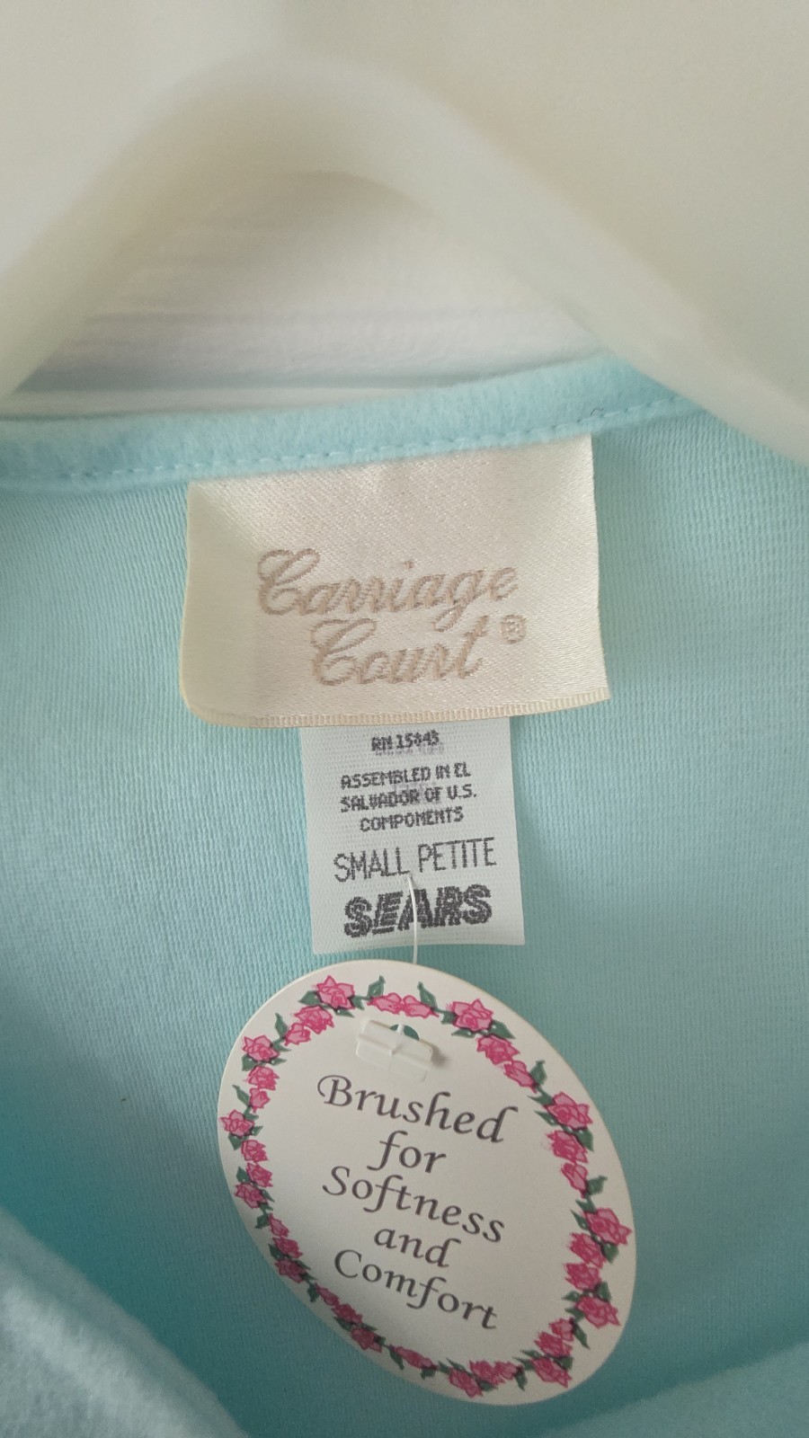 Carriage Court for Sears Women&rsquo;s Robe – Small Petite – Aqua Blue Vintage Cozy
