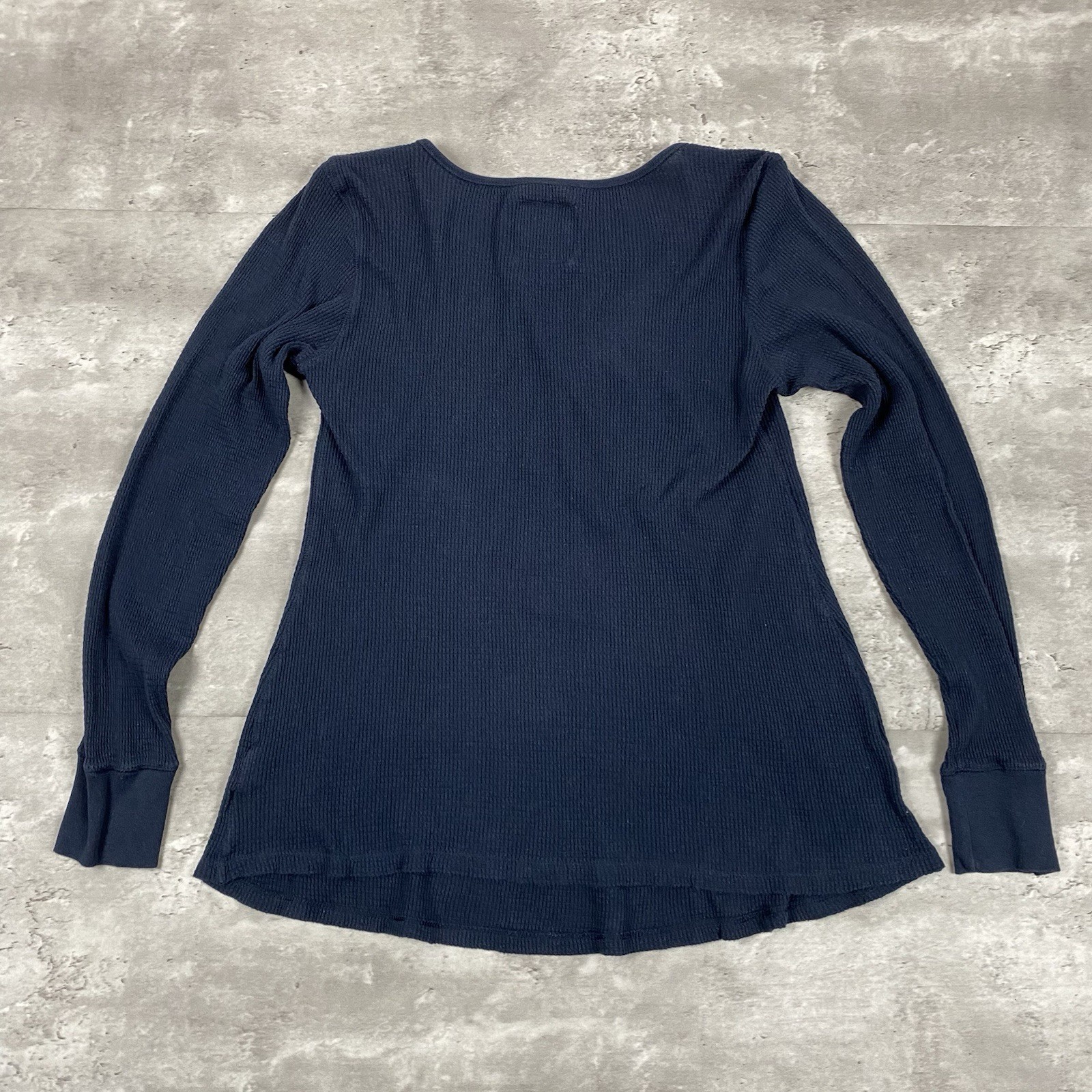 vintage y2k OLD NAVY MATERNITY thermal babydoll long sleeve top blouse S blue