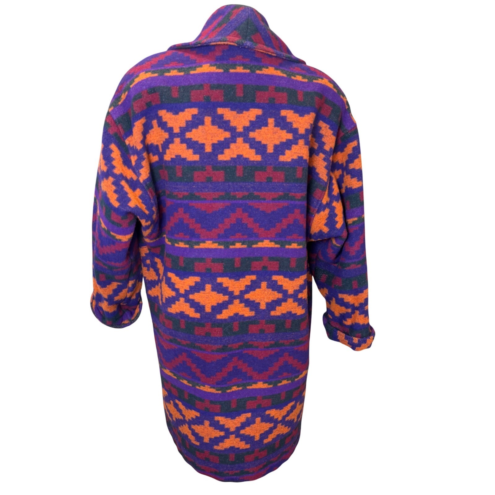 Braetan Vtg Southwestern Geometric Wool Blend Coat Purple Orange Toggle Sz Med