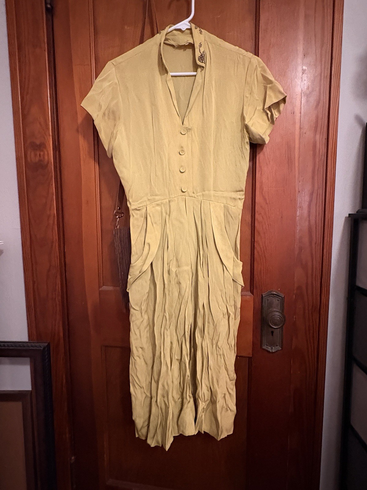 Vintage Original Lime Green Dress Women&rsquo;s Size Small 1940’s Hollywood Glamour