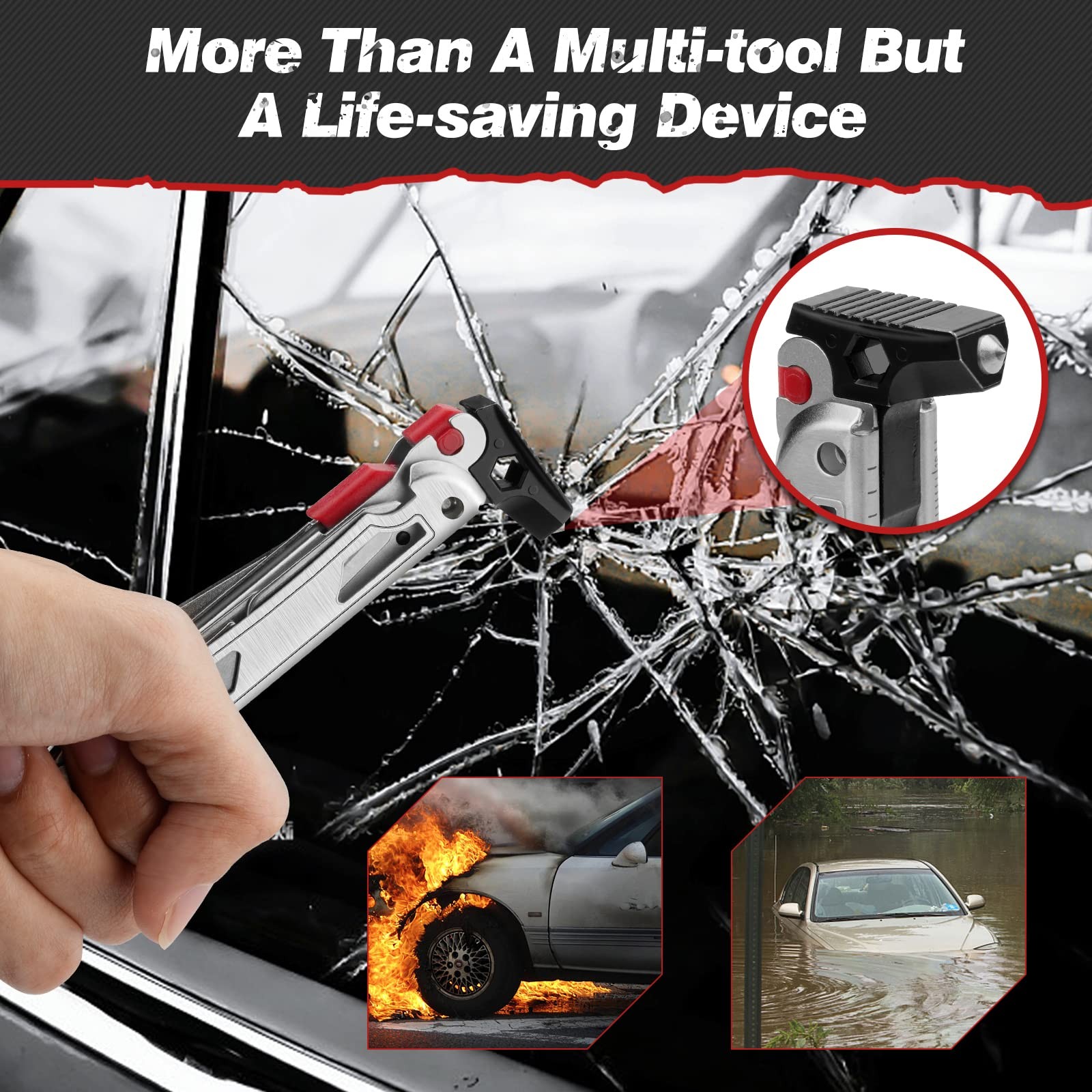 BIBURY 22-in-1 Multitool Pliers Flint Window Breaker Scissors Survival Tool