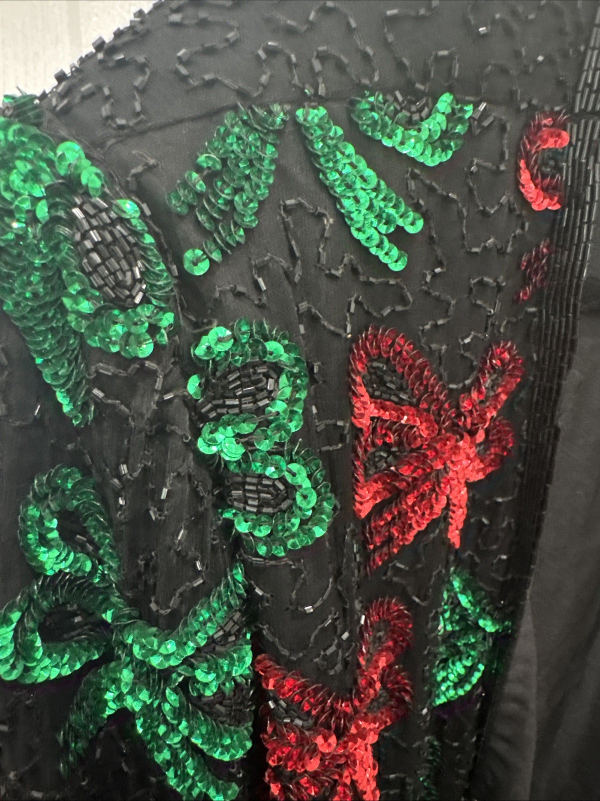 Vintage Laurence Kazar Beaded Sequin Holiday Christmas Bows Jacket Women’s 4X