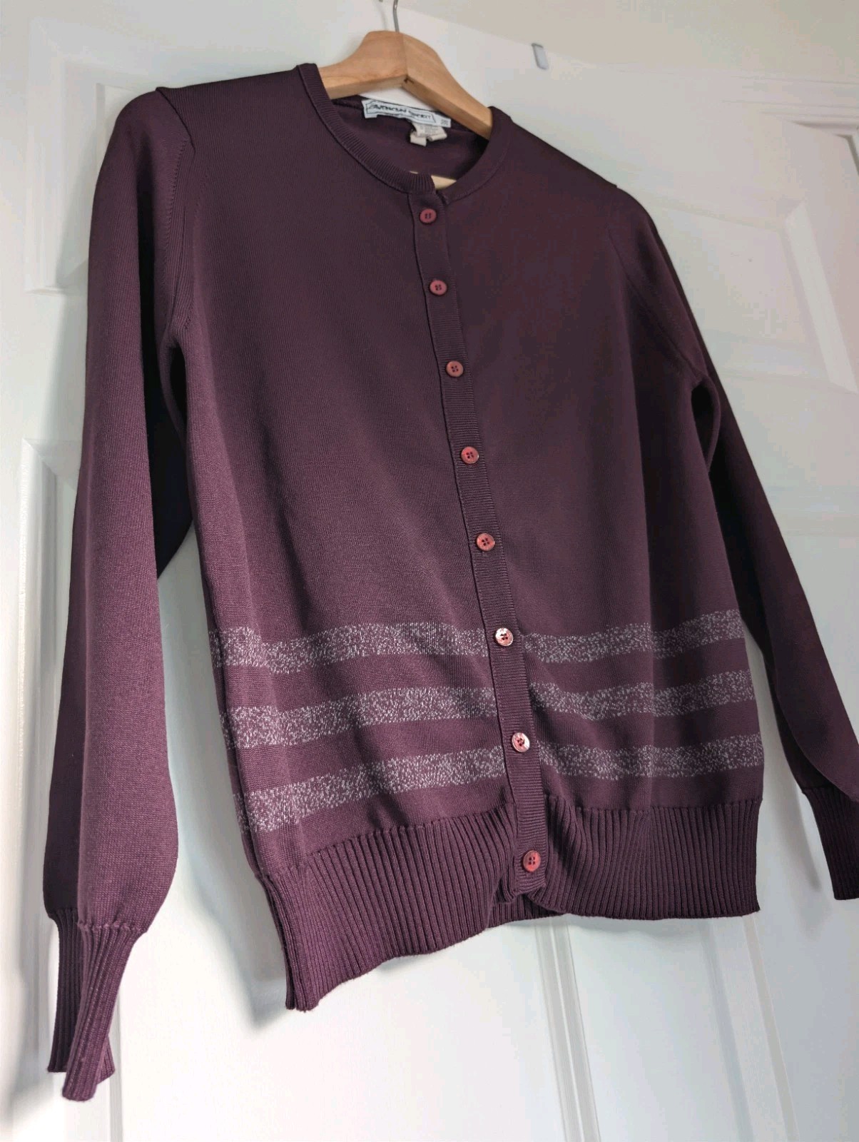 Vintage Givenchy Sport Women Button Down Classic Plum Qiana Cardigan Old Money