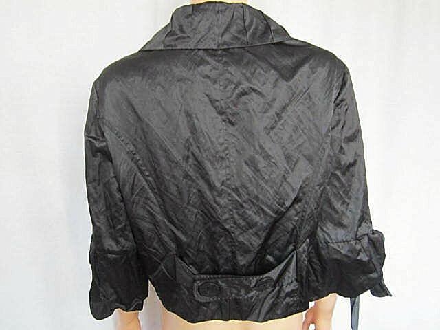 V Cristina Jacket Large Black 3/4 Sleeves Vintage Polyester & Cotton