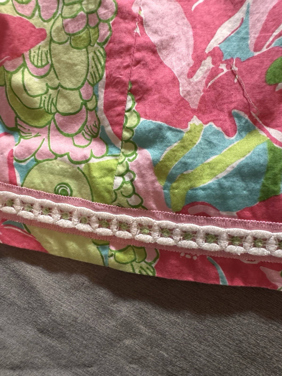 Vintage Lilly Pulitzer Amberly Strapless Dress Pink Green Floral Bow Size 2
