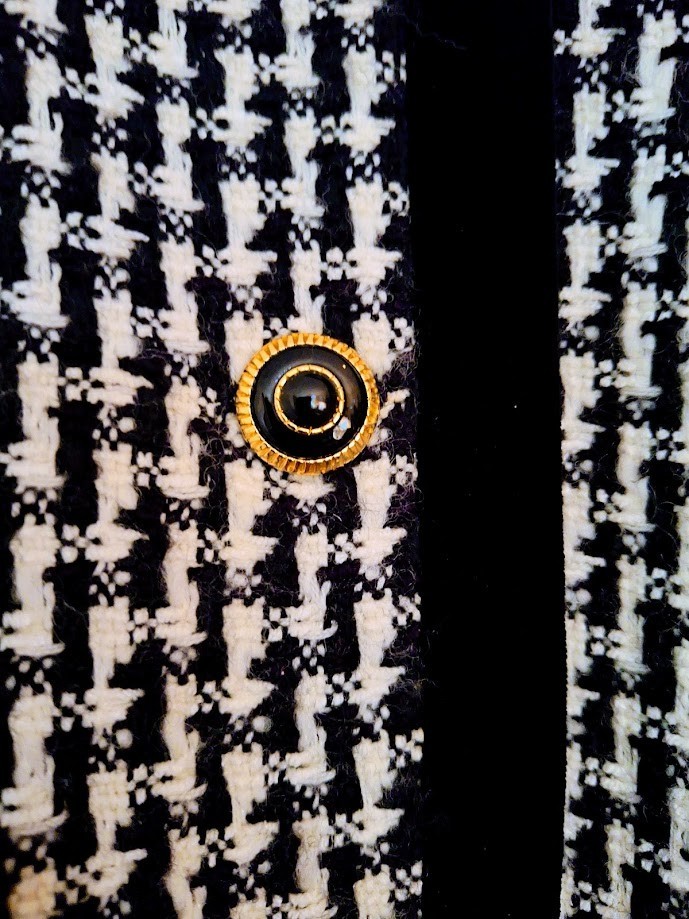 ESCADA by Margaretha Ley Houndstooth Blazer Jacket Tweed Velvet Size 40
