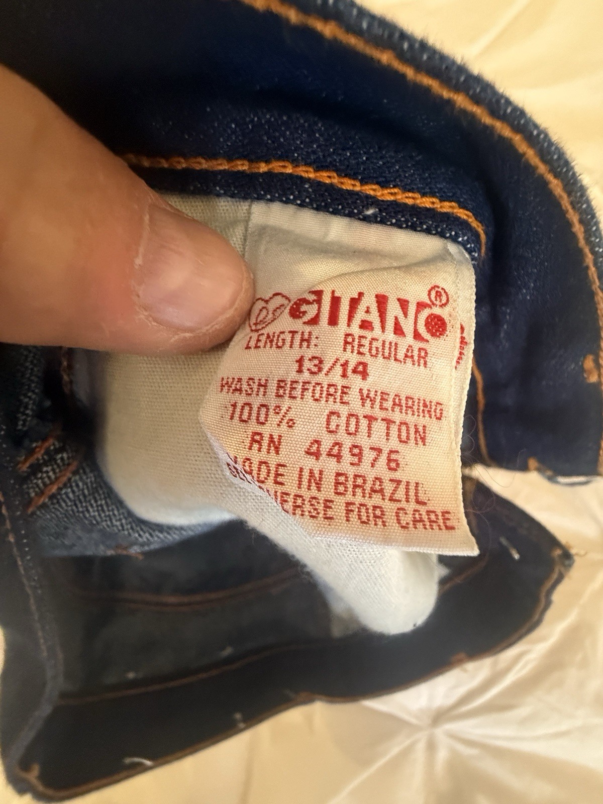 Vintage Gitano Deadstock Basic Denim Jeans 13/14 Brazil New