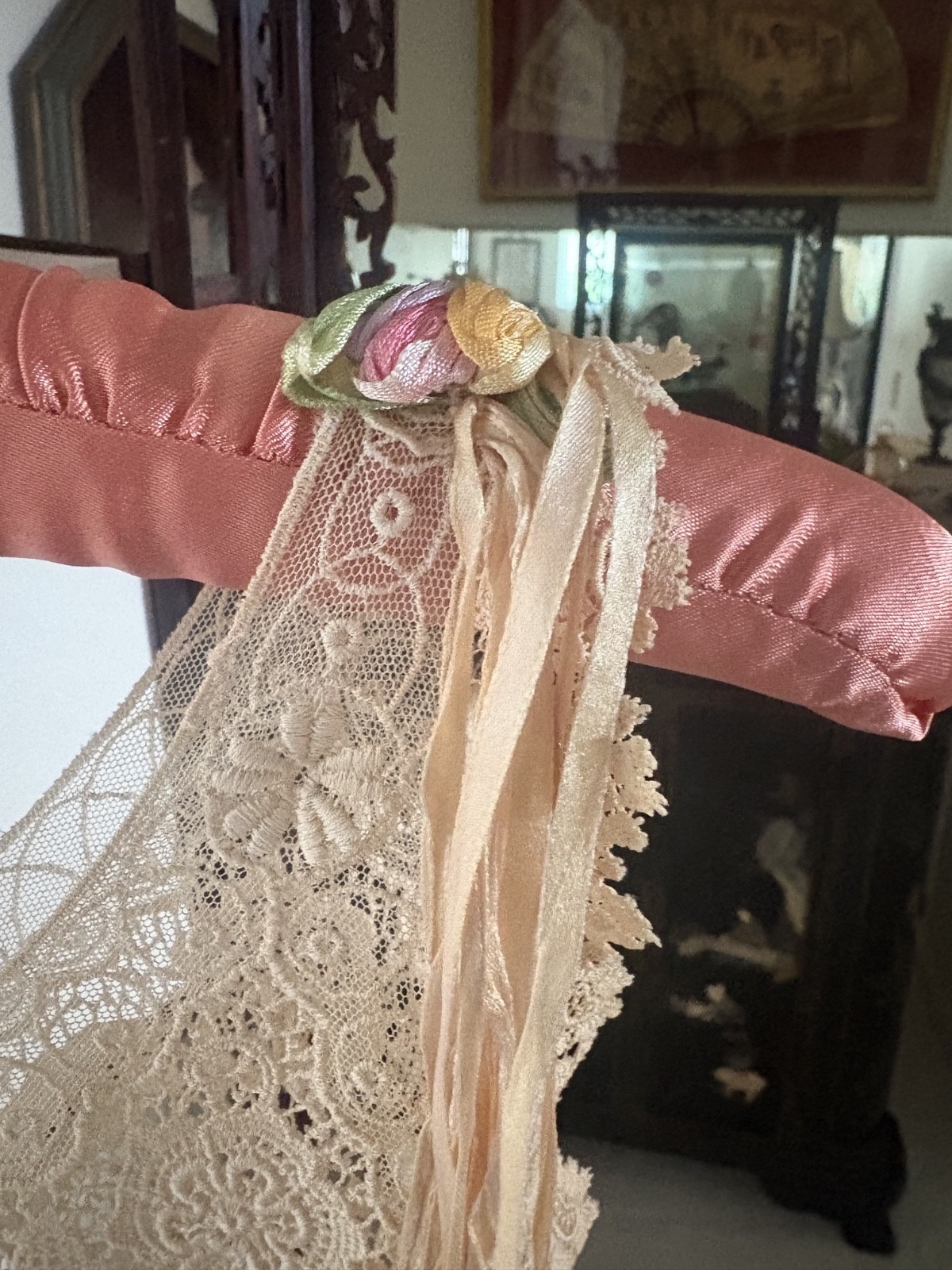 1930&rsquo;s Slip Flapper Dress, Adorned with Wonderful Lace and Flowers