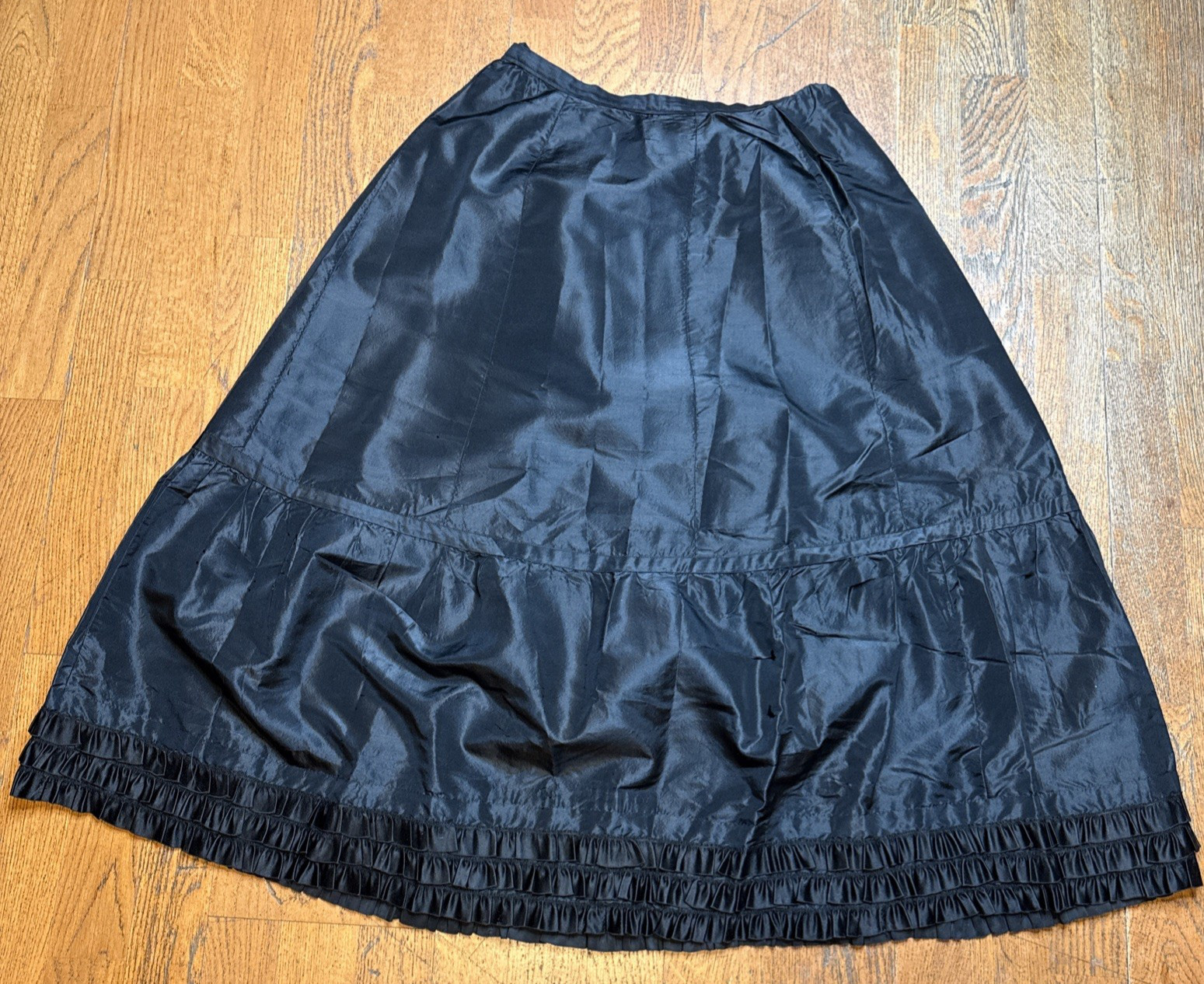 Antique Victorian Wounded Bird Silk Taffeta Petticoat – Pink Selvage – c. 1890