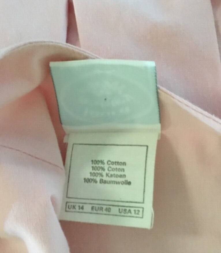 LAURA ASHLEY MIDI DRESS SIZE 12 SOLID PALE PINK SS BACK BUTTON SIDE ZIP CTN EUC