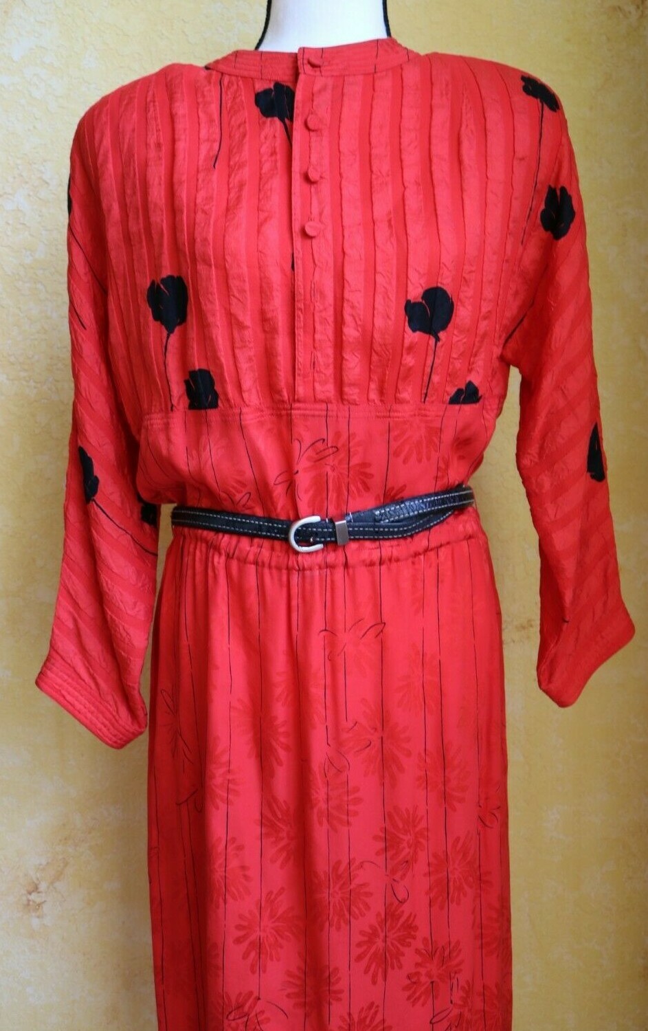 VINTAGE ADELE SIMPSON SAKS FIFTH AVENUE 70/80&rsquo;S RED SILKY COCKTAIL DRESS SZ 8