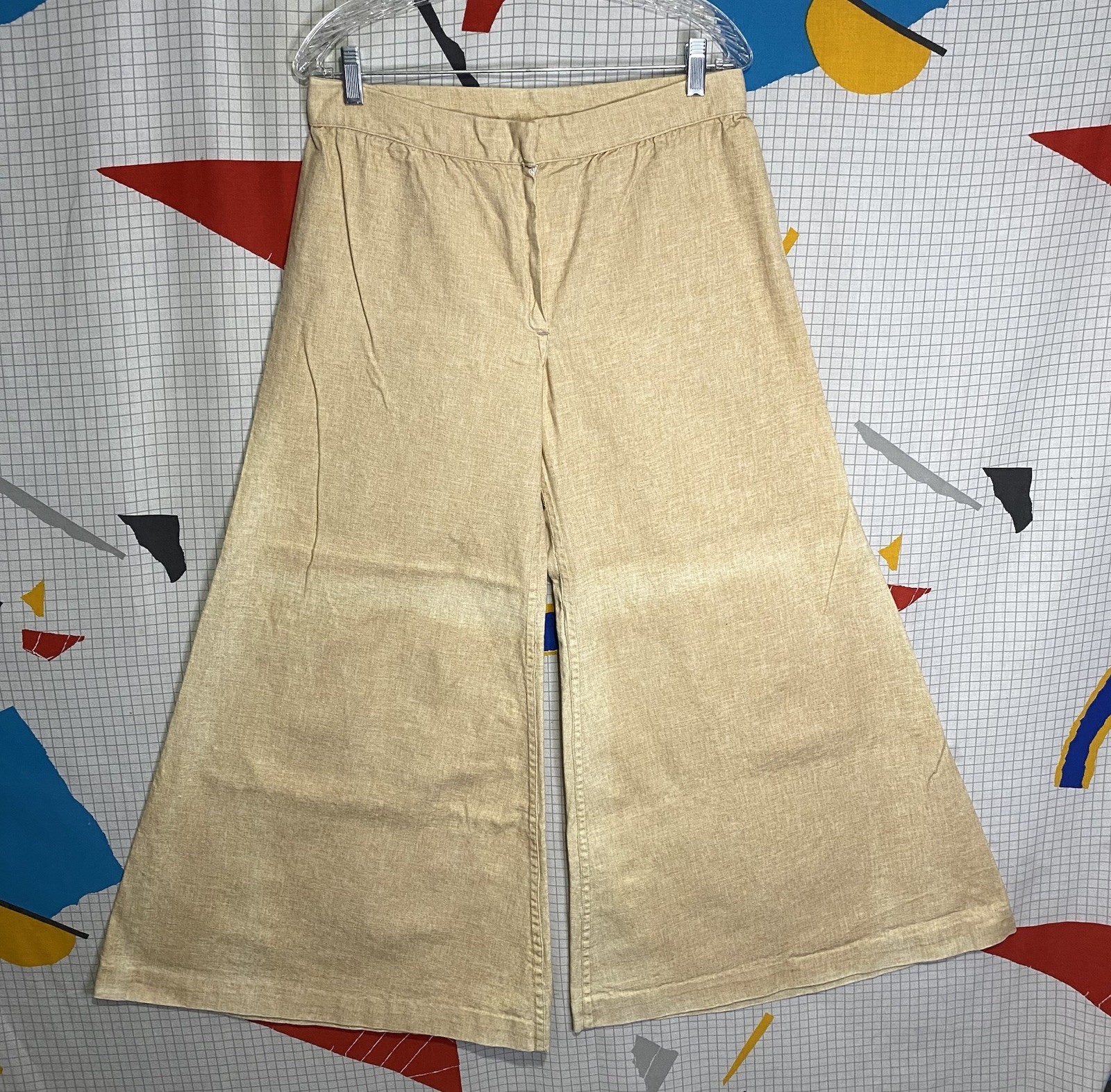 Vintage 70s Super Wide Leg Pants Bell Bottoms 32×29 Canvas Gaucho 21” Opening