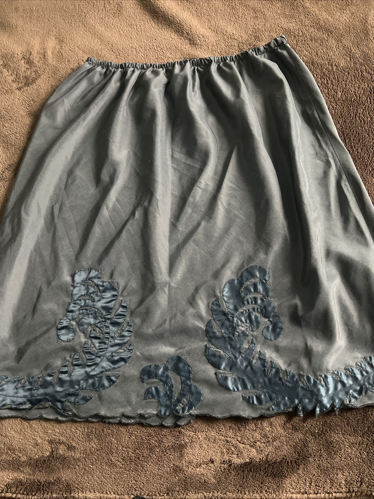 Odette Barsa Vintage Light Green Half Slip Dress EUC, Hand Embroidered
