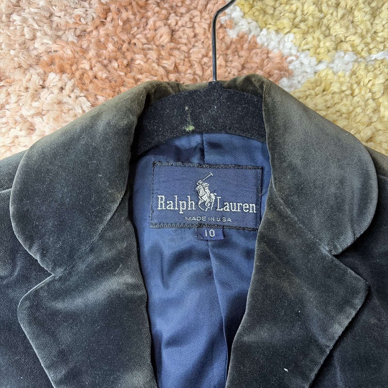 Vintage 70s Ralph Lauren Green Brown Velvet Jacket SM Archive Edwardian Goth EUC