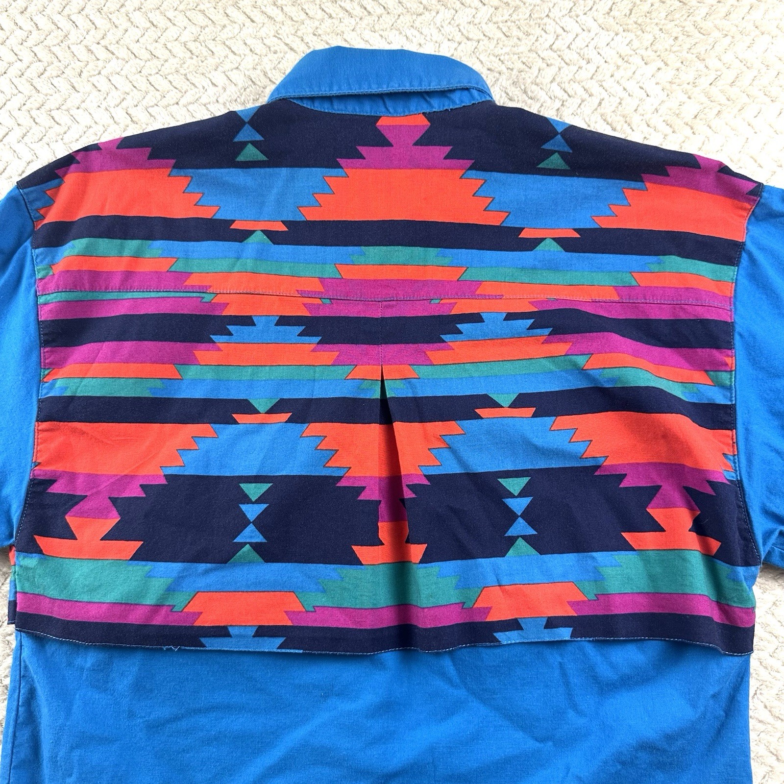 Vintage Wrangler Aztec Womens Turquoise Small Rodeo Shirt 80’s 90’s Cowgirl