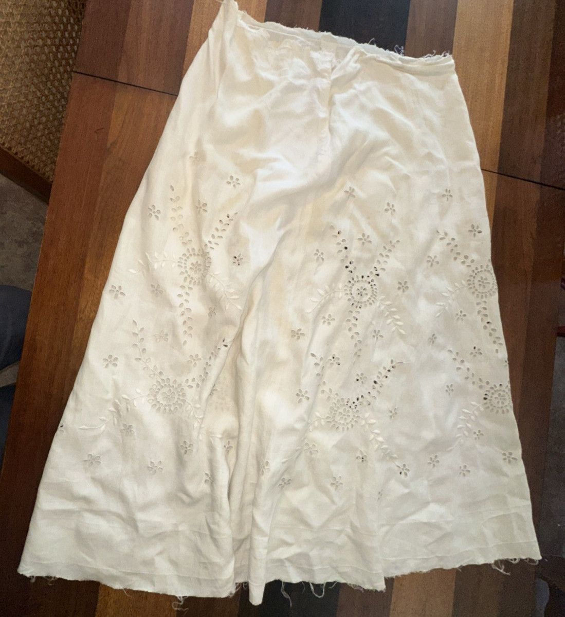 Antique Edwardian Tea Lawn Skirt Top Petticoat Gloves Embroidered Cream Linen