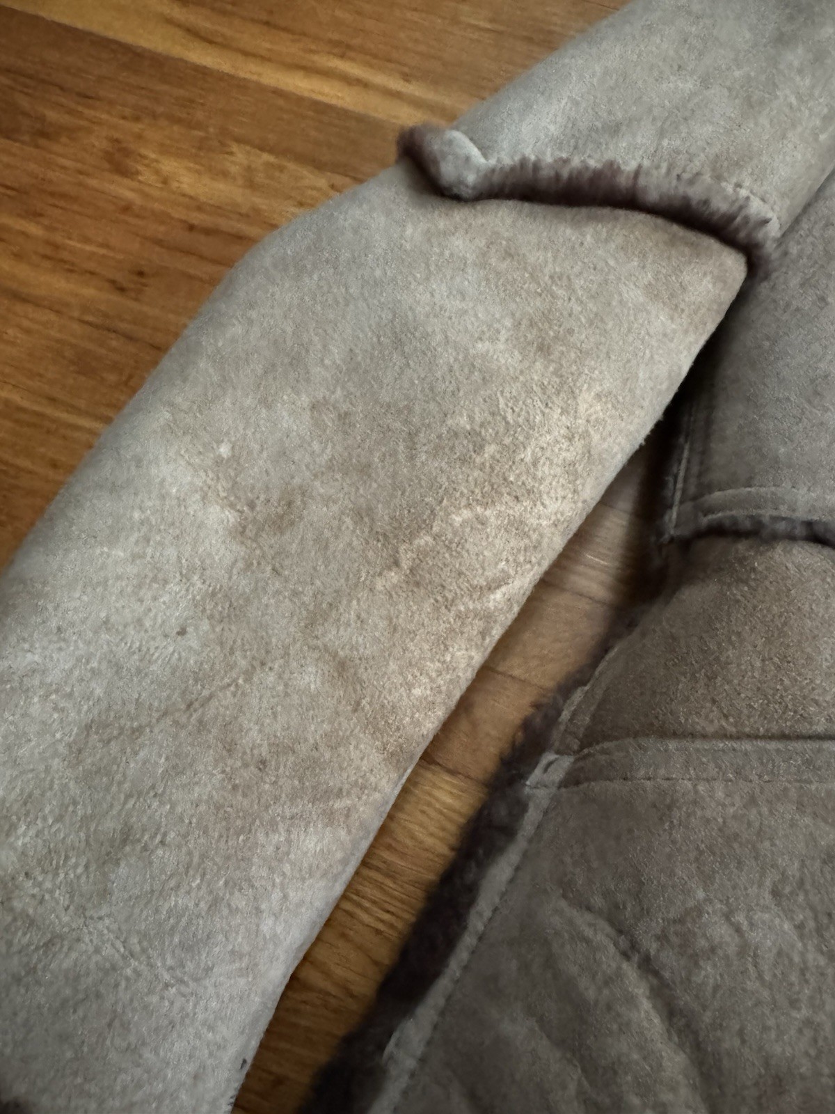 Wilsons Brown Suede Shearling Fur Coat Size 12, Vintage Style, Chest 42in