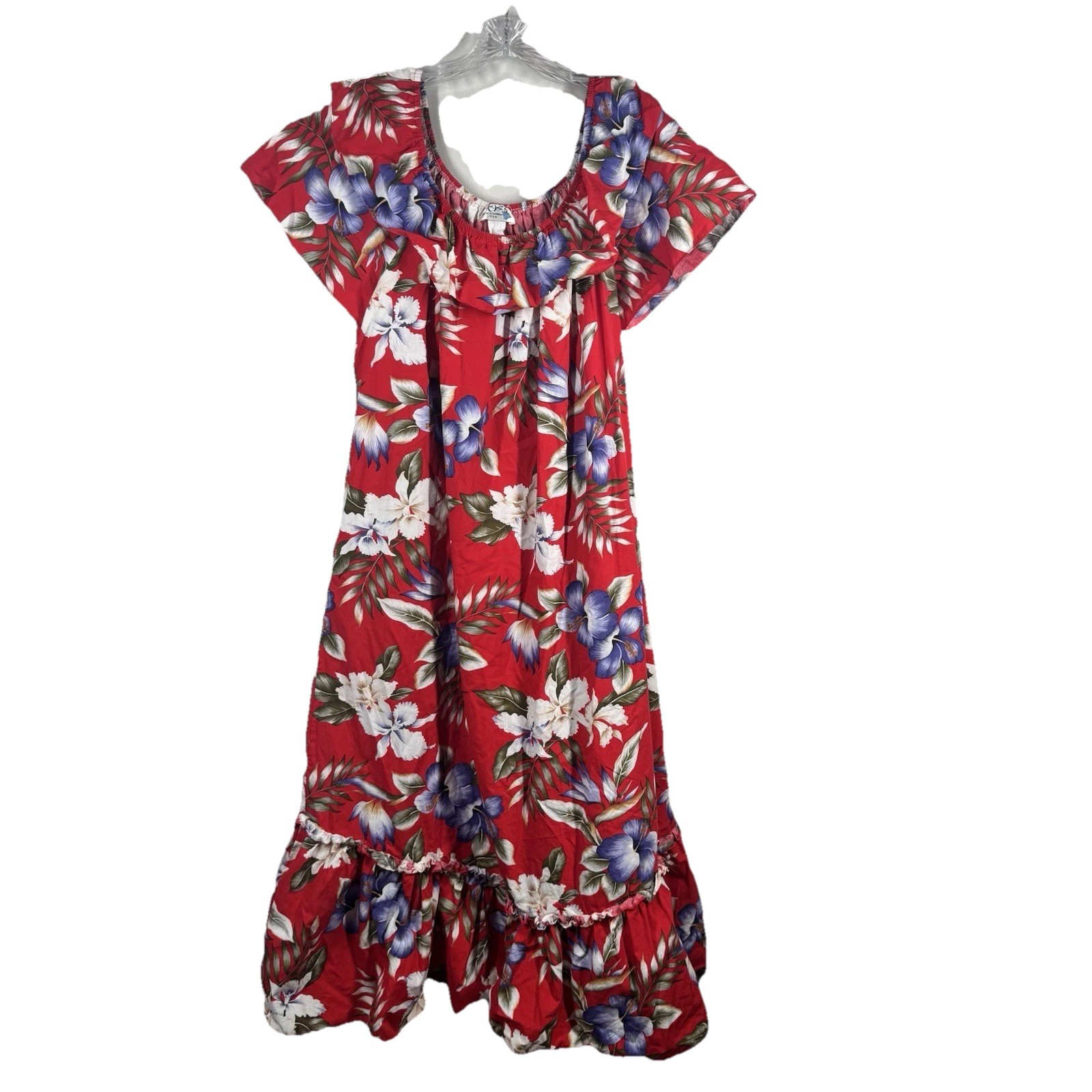 KY&rsquo;S International Fashion Hibiscus Hawaiian Off Shoulder Muumuu Maxi Dress XL