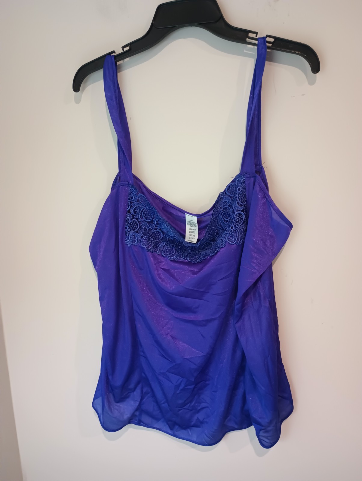 Vintage Movie Star Camisole Slip Tank Top 48 Purple Nylon Lace Whimsigoth Y2K