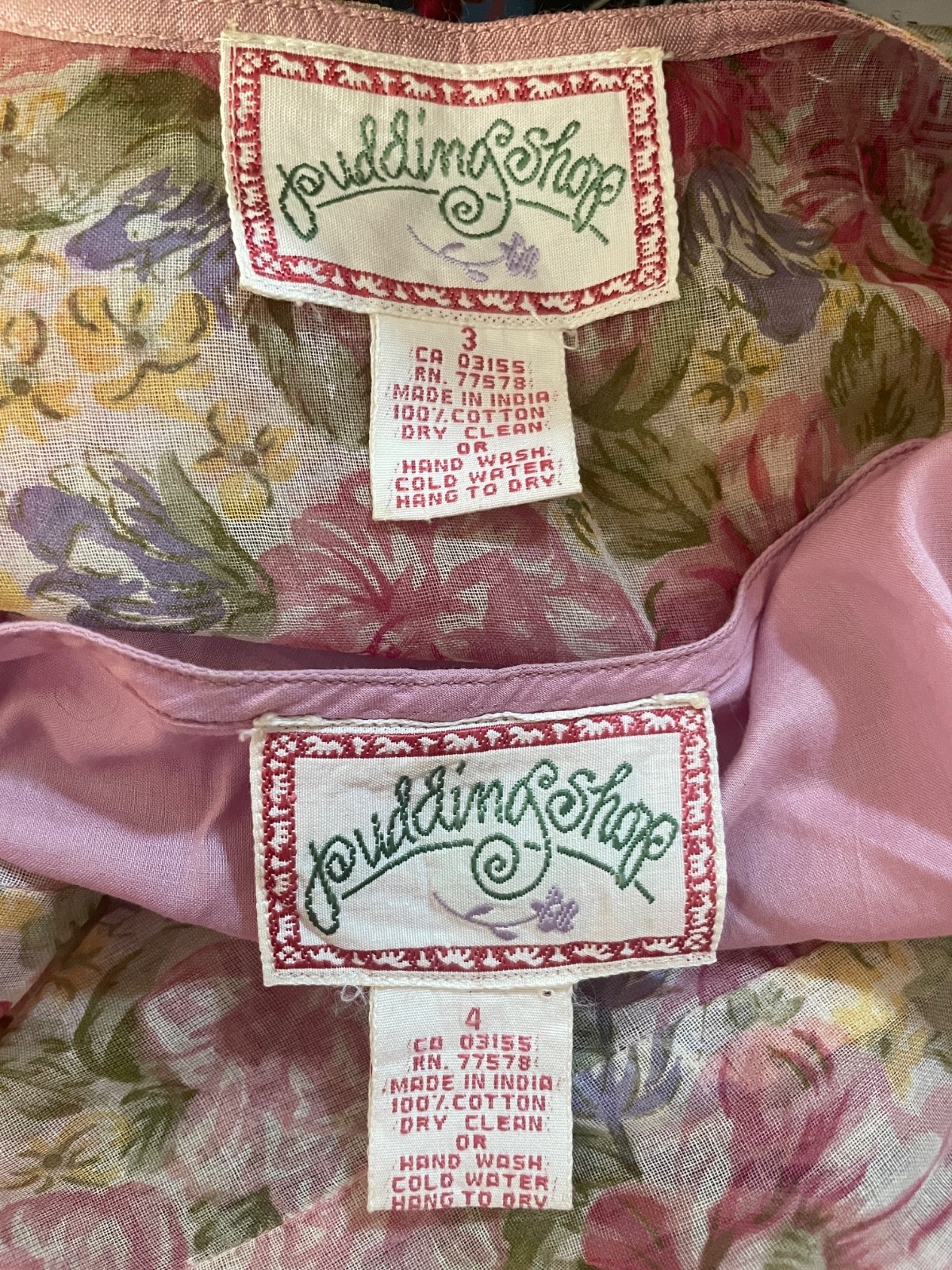 Pudding Shop April Cornell sz 3 Large Pink Floral Cottagecore Midi Dress & Slip