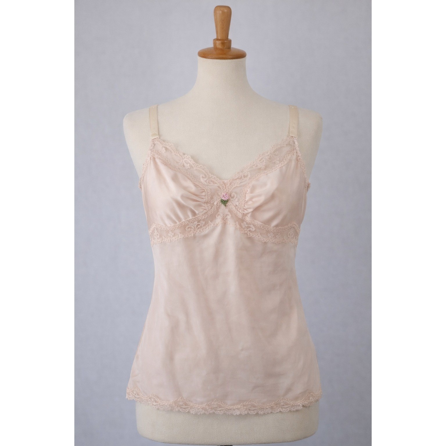 Vtg Maidenform Delectables Lace Slip Cami Tank Top Small USA Made Lingerie 70s