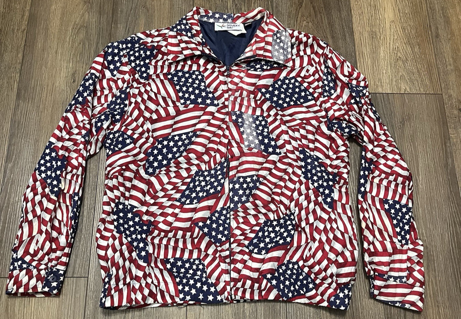 VTG Paradise Bay American Flag Jacket Adult M USA Made Patriotic Stars Stripes