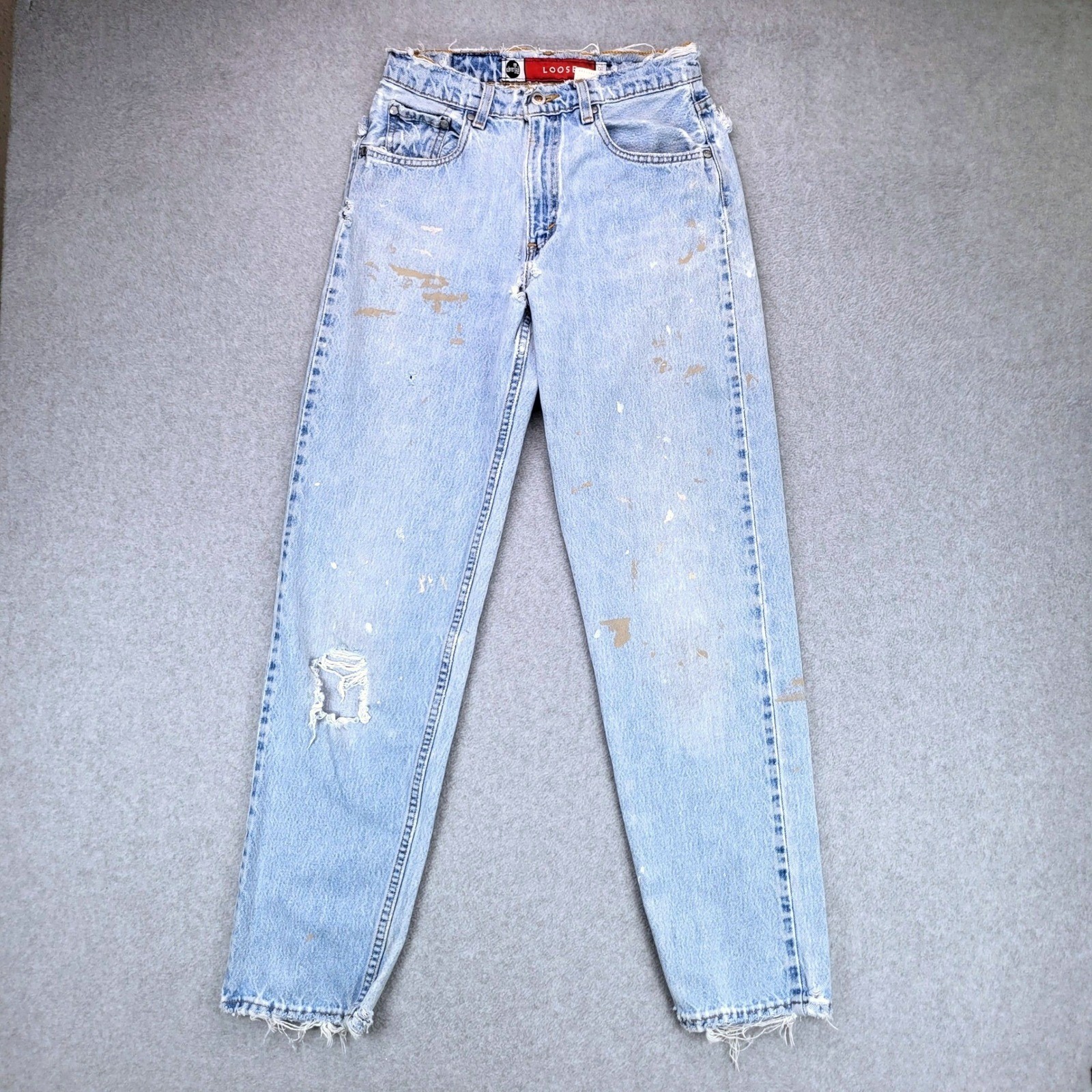 Levi&rsquo;s SilverTab Loose Jeans Juniors 7 Light Blue Thrashed Distressed Baggy 90s