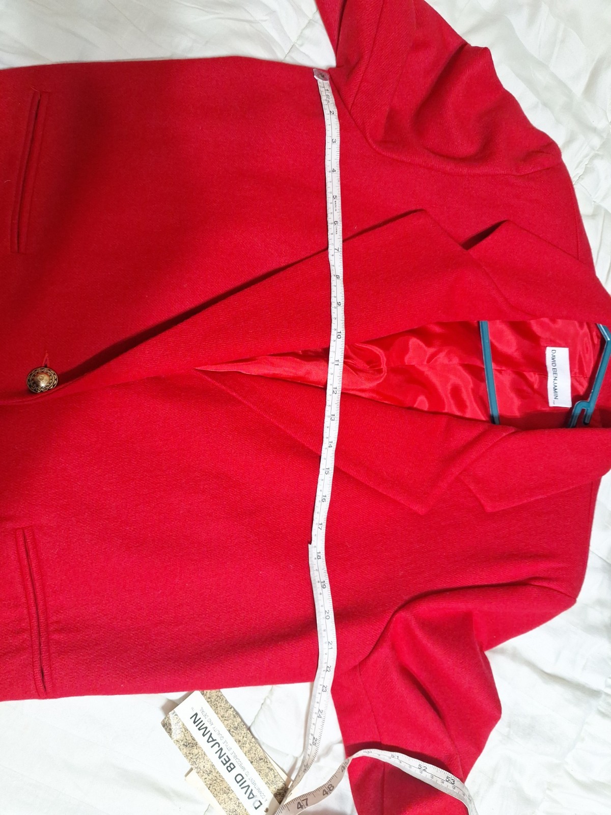 New Vintage David Benjamin Oversized Long Blazer Wool 18 Red Womens 90s Jacket