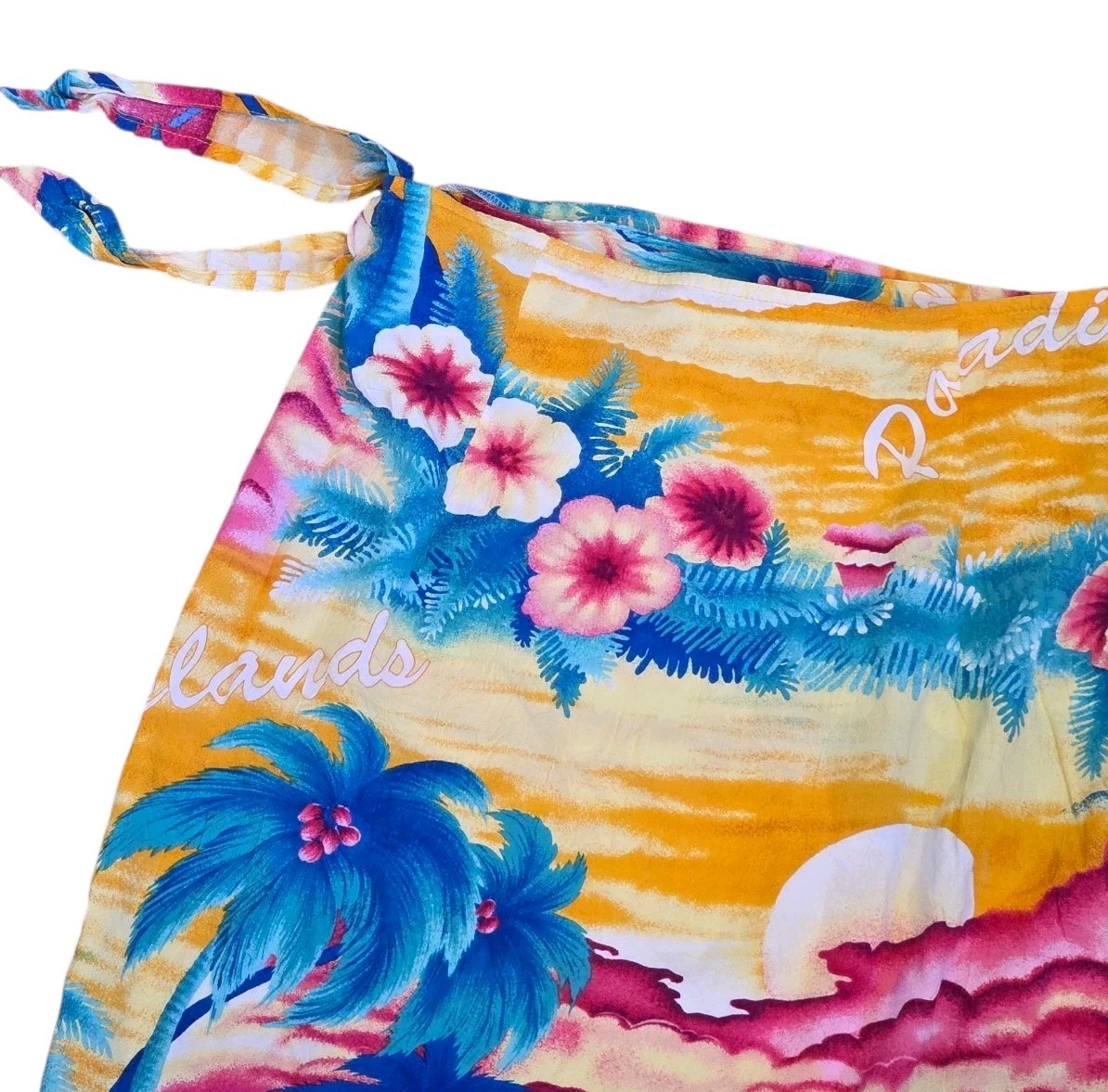 JAMS WORLD Vintage Wrap Skirt Sarong Adjustable Waist Rayon Paradise Hawaii | L