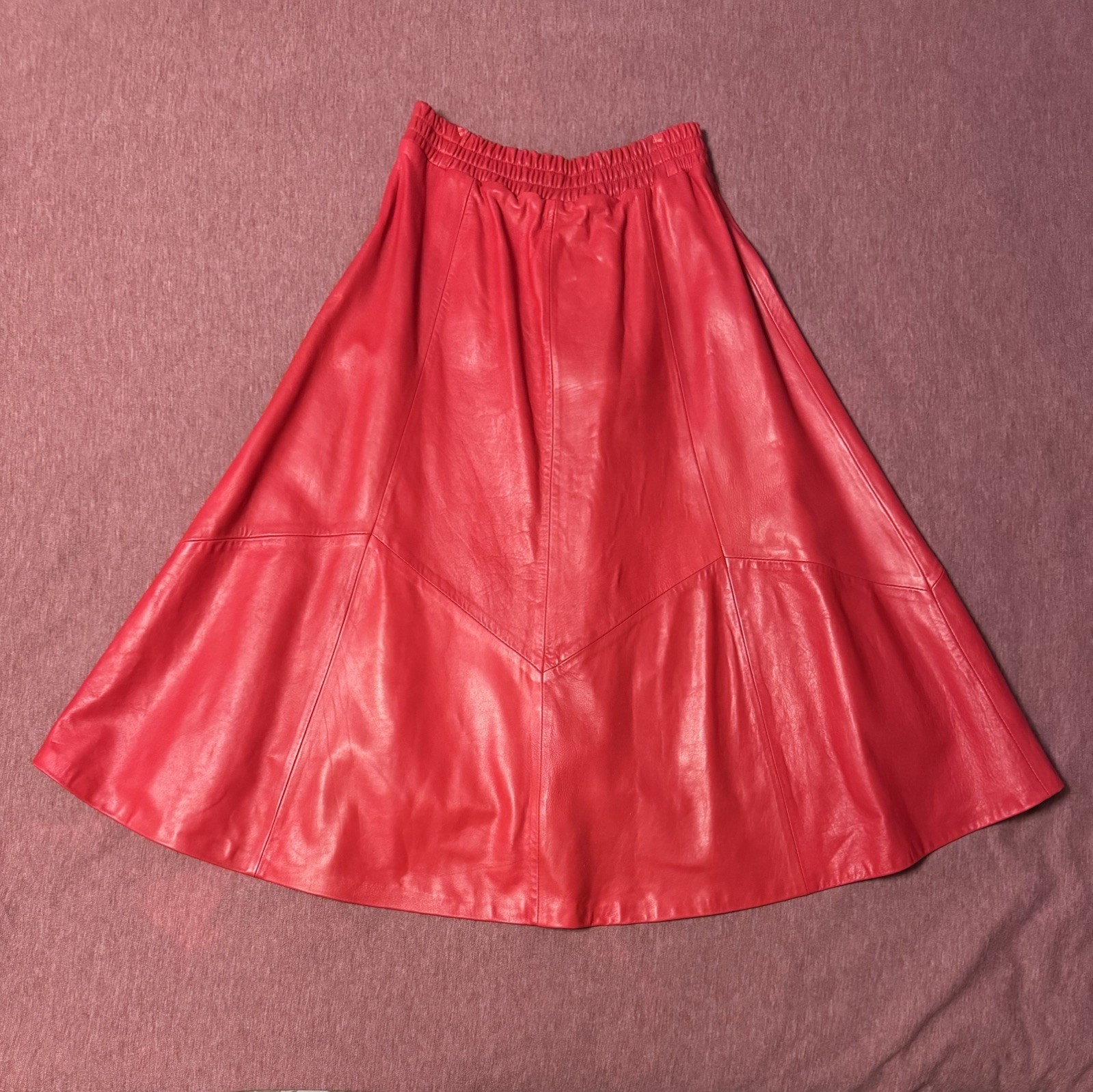 Vintage Red Leather Swing Coat and Full Skirt Women&rsquo;s made by Harlan for Kline&rsquo;s