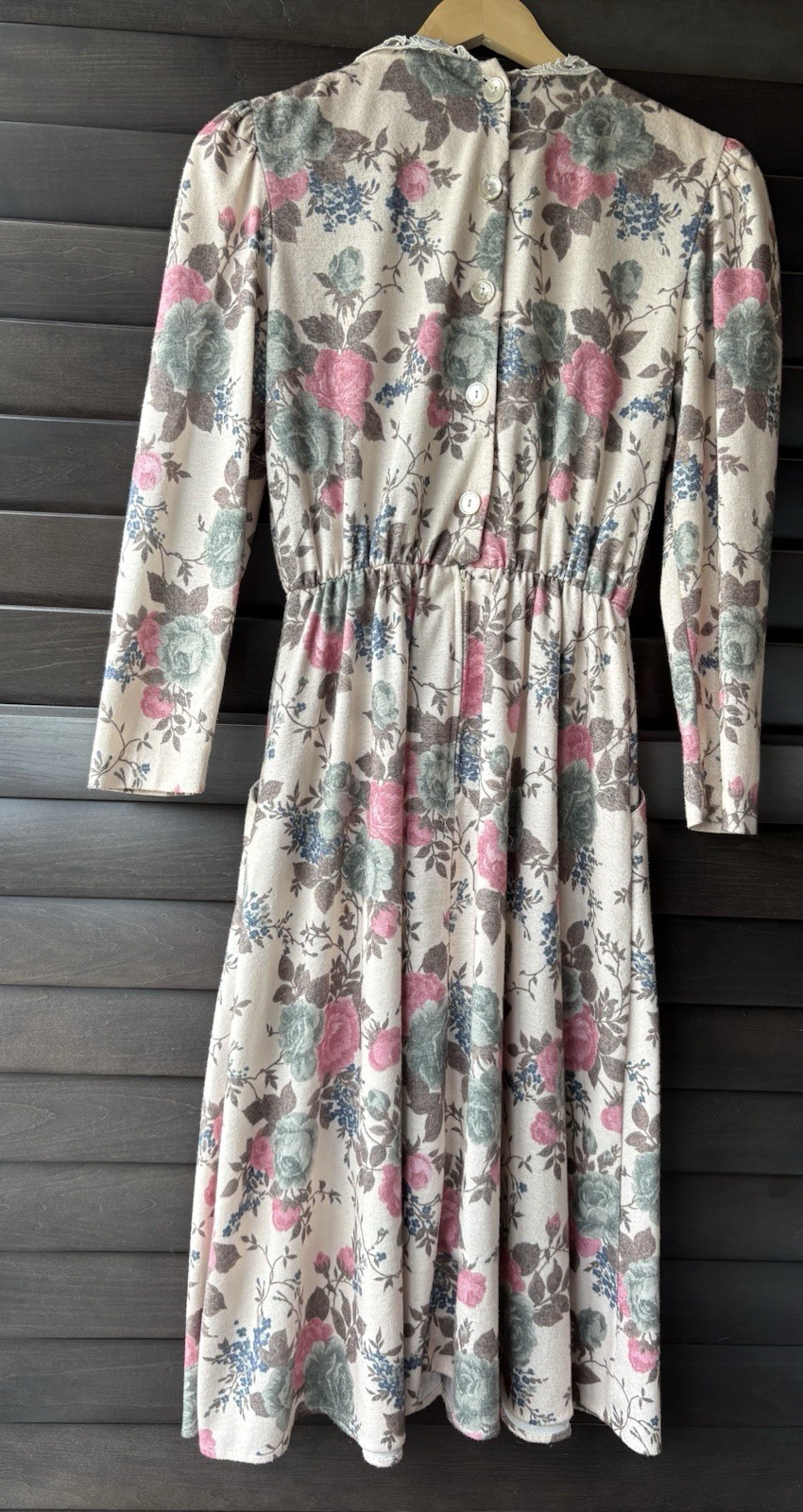 Stuart Alan Petites Size 8 Vintage Floral Dress Cottage Core Pockets Lace Collar
