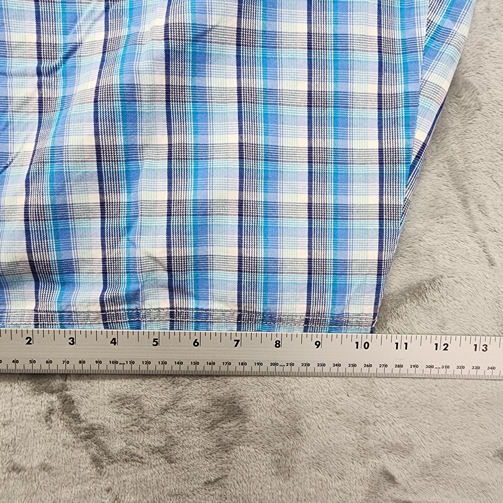 Vintage 90s Basic Editions Shorts Women L Blue Plaid Cotton Cargo Utility Casual