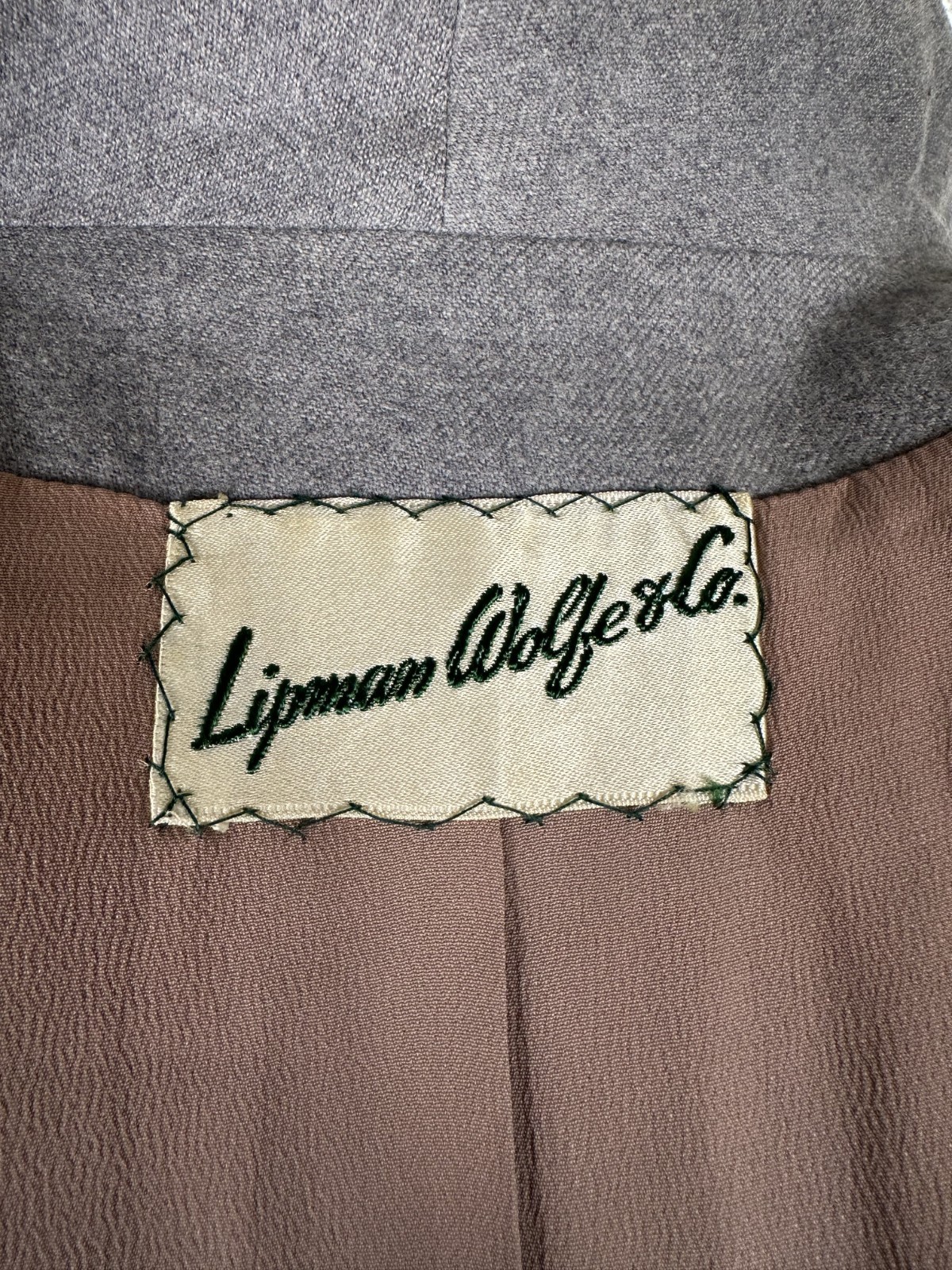 Vintage 1940s-1950s Ladies LIPMAN WOLFE & CO. Gray Wool Two Piece Skirt Suit Set