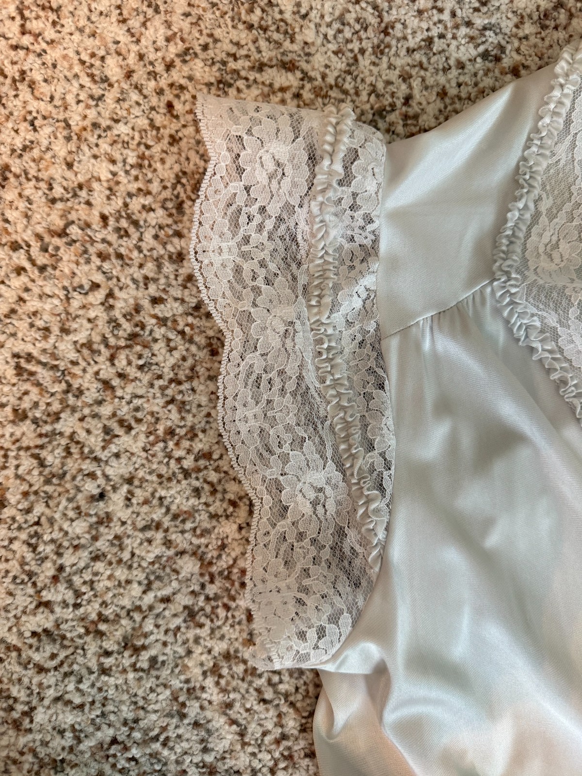 Miss Elaine PEIGNOIR Set Large Nightgown & Robe Negligee Silver Union Made USA
