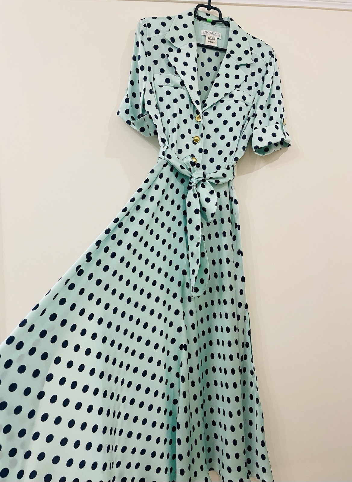 Vintage Escada by Margaretha Ley Silk Dress Polka Dot Pattern Made in Italy