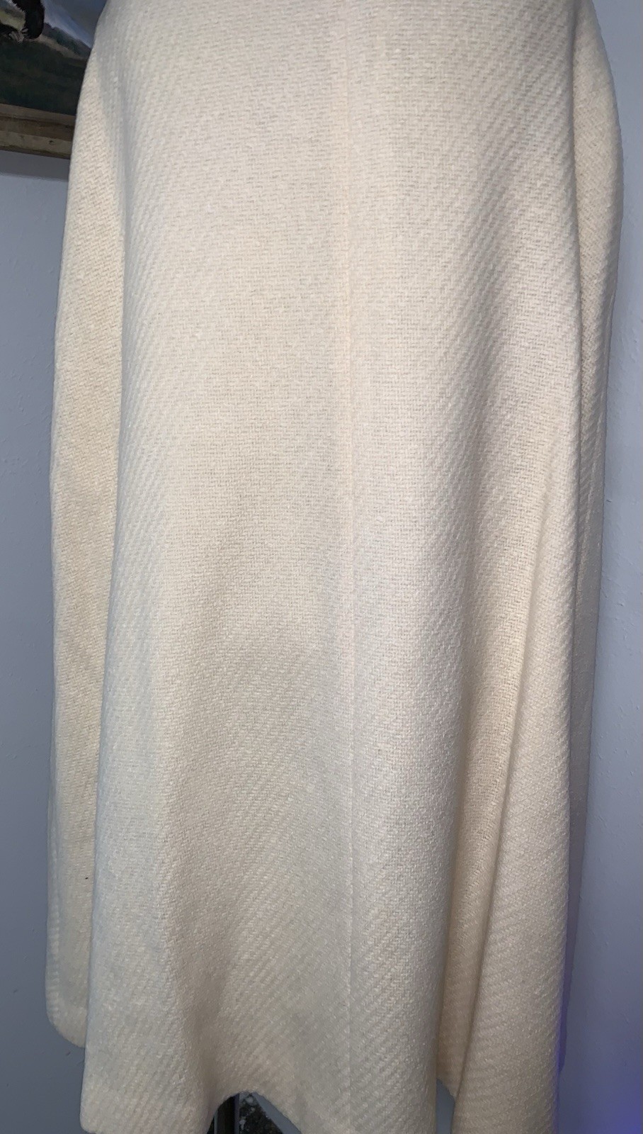 A5 60s CREAM UNION WOOL CAPE CLOAK DOUBLE BREASTED LARGE BUTTONS SZ 10/12 L/XL