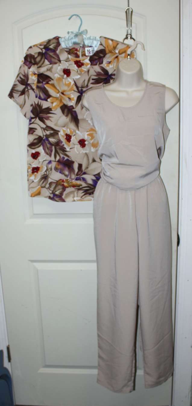 (3) Vintage 90s Granny Pants Outfit Maggie Sweet PT MEDIUM Shirts Yellow Brown