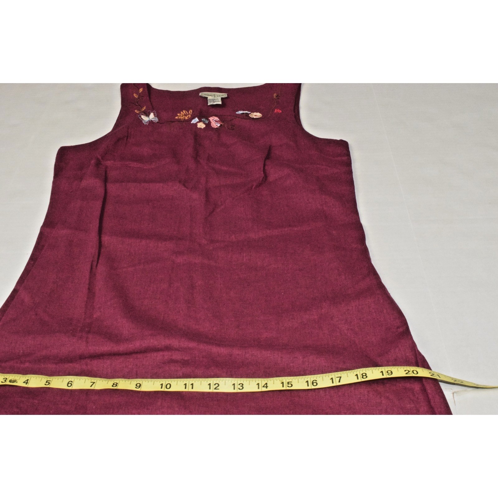 Vintage Dress Shirt Set Studio Ease Size 8 90s Wine Red Butterflies Linen Rayon