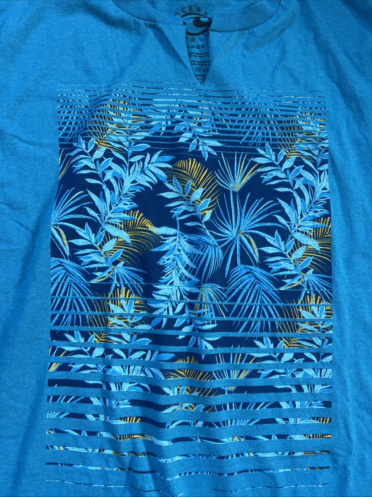 Vintage Y2K Style Ocean Current Blue Surf Hawaiian Ocean Beach T Shirt Size L