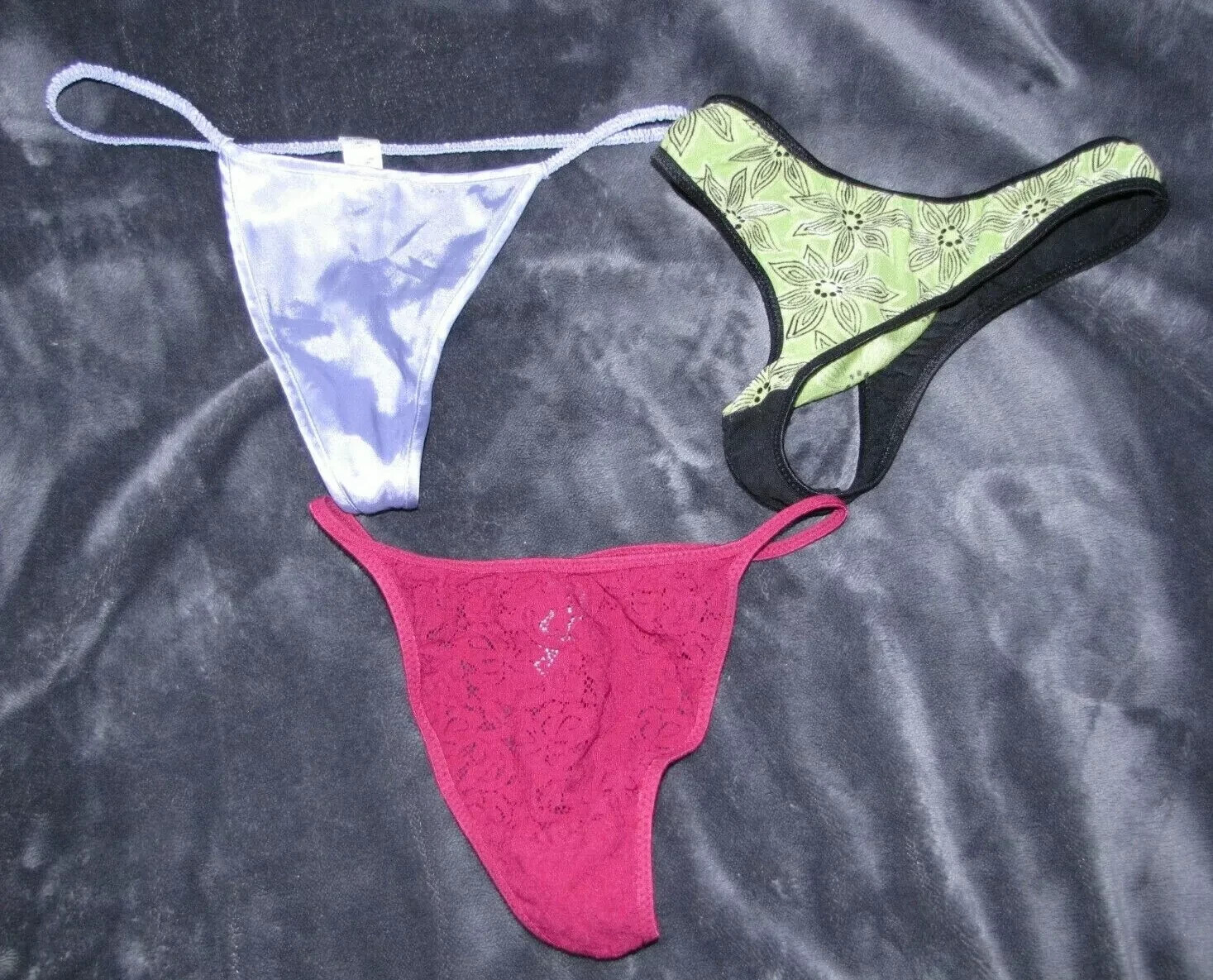 3 PAIR SMALL 5 THONG G STRING PANTIES BIATTA MAIDENFORM GREAT STRINGS LACE