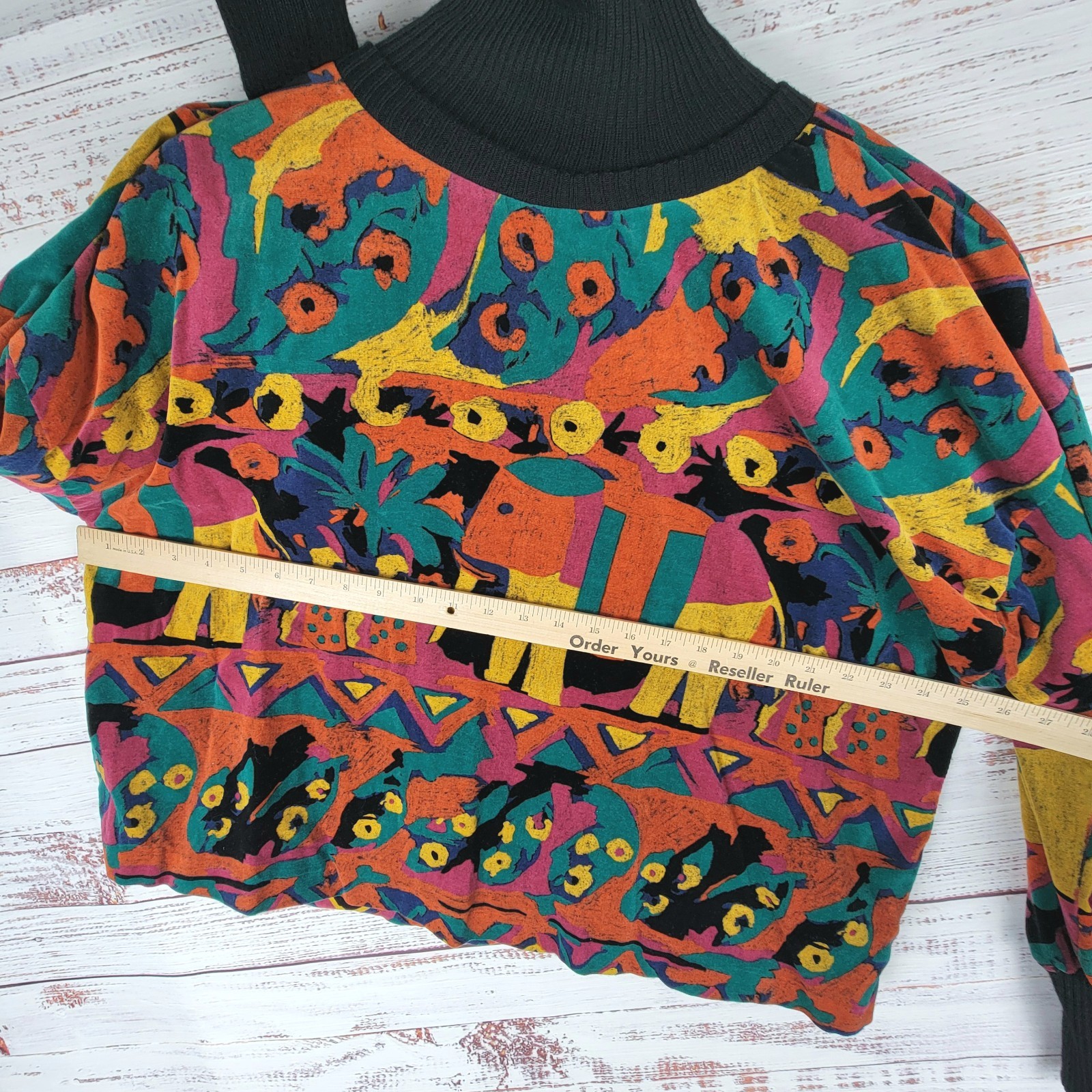 Vintage Gene Ewing BIS Pullover Womens Sz S Oversize Elephant Art Euc 80s